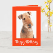 Happy Birthday Airedale Terrier Hund Grußkarte Karte (Gelbe Blume)