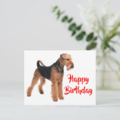 Happy Birthday Airedale Terrier Puppy Dog Postkarte (Stehend Vorderseite)