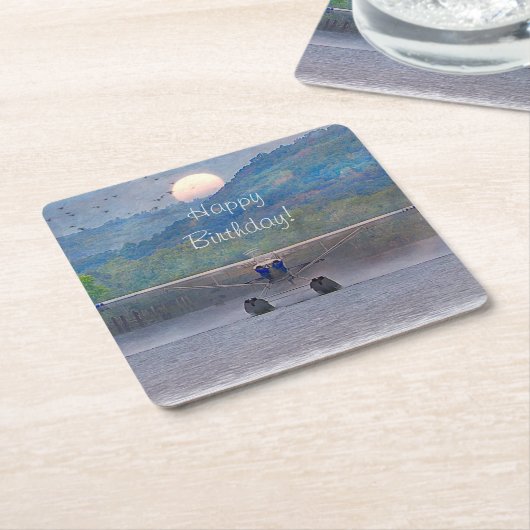 Happy Birthday Airplane Untersetzer (angewinkelt)