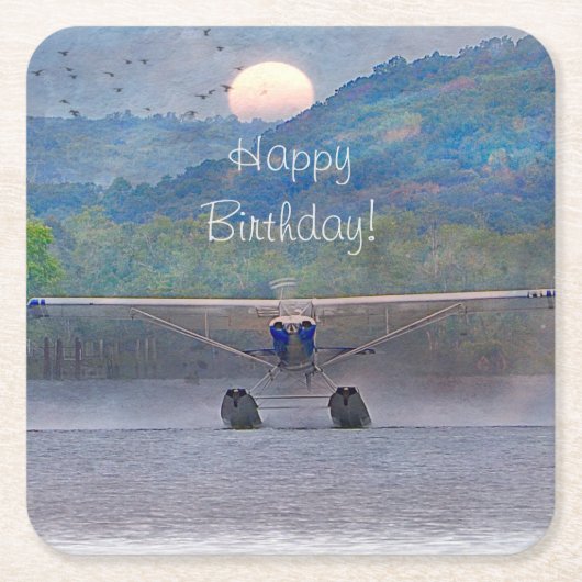 Happy Birthday Airplane Untersetzer (Vorderseite)