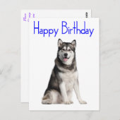 Happy Birthday Alaskan Malamute Puppy Dog Card Postkarte (Vorne/Hinten)