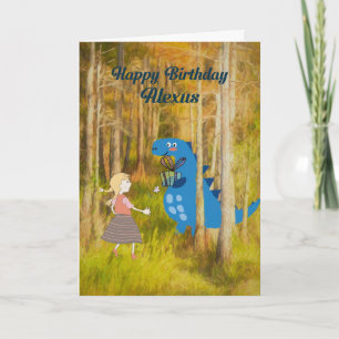 Happy Birthday Alexus Card mit Dinosaurier Karte