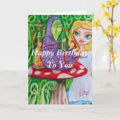 Happy Birthday Alice im Wunderland Raupe Karte (Gelbe Blume)