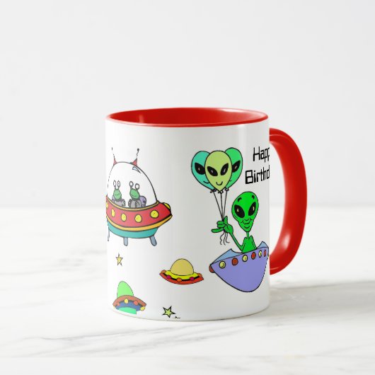 Happy Birthday Alien Ship Cup Anpassen Kaffee-Tass Tasse (VorderseiteRechts)