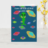 Happy Birthday Alien Space Card Karte (Gelbe Blume)