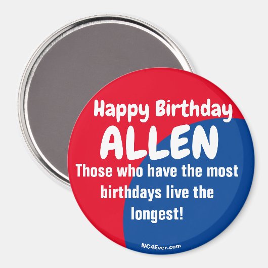 Happy Birthday ALLEN Magnet (Vorderseite/Rückseite)