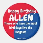 Happy Birthday ALLEN Magnet (Vorne)