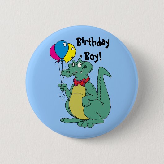 Happy Birthday Alligator Ballon Button (Vorderseite)