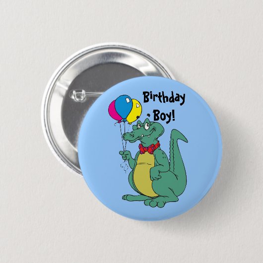 Happy Birthday Alligator Ballon Button (Vorne & Hinten)