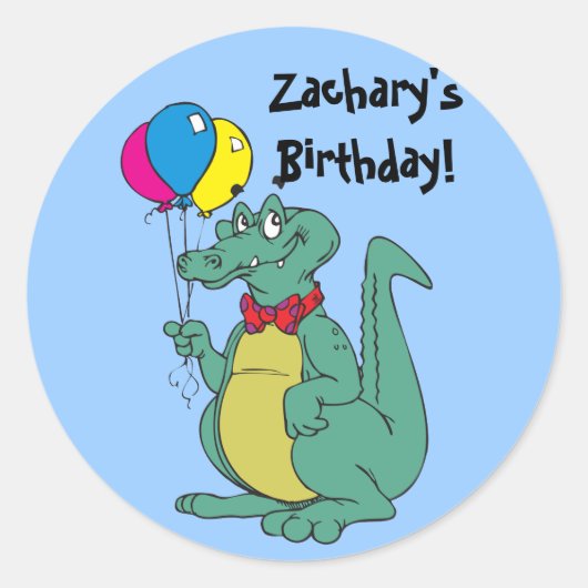 Happy Birthday Alligator Ballon Sticker (Vorderseite)