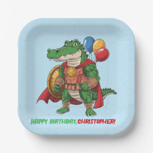 Happy Birthday Alligator Superhero Geburtstagspart Pappteller