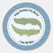 Happy Birthday Alligators Crocodiles Together Runder Aufkleber (Vorderseite)