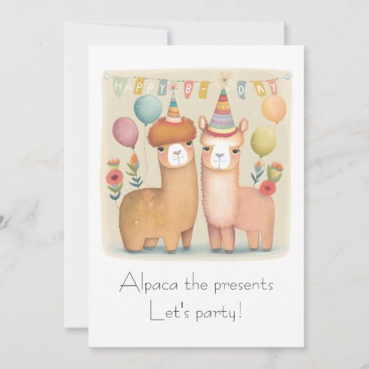 Happy Birthday Alpacas Geburtstagskarte Dankeskarte (Vorderseite)