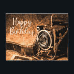 Happy Birthday Alte Vintage Filmkamera Postkarte<br><div class="desc">Vintage Kamera</div>