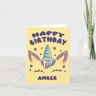 Happy Birthday Amber | Unicorn Geburtstagskarte Karte