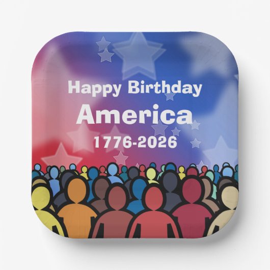 Happy Birthday America 1776 to 2026 Pappteller (Vorderseite)