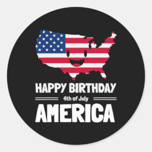 Happy Birthday America 4. Juli Amerikanische Flagg Runder Aufkleber