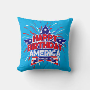 Happy Birthday America 4. Juli Unabhängigkeit BLAU Kissen