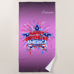 Happy Birthday America 4. Juli Unabhängigkeit Strandtuch