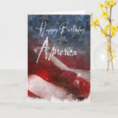 Happy Birthday America-Aged flag Karte (Gelbe Blume)