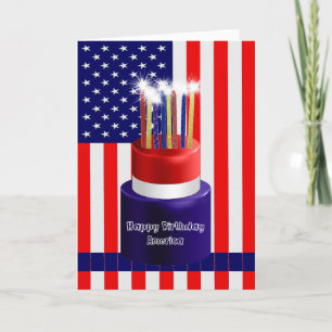 Happy Birthday America Card Cake & Candles Dankeskarte