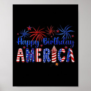 Happy Birthday America Feuerwerk USA Flag 4. Ju Poster
