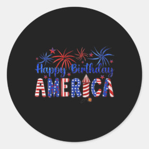 Happy Birthday America Feuerwerk USA Flag 4. Ju Runder Aufkleber