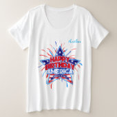 Happy Birthday America Große Größe T-Shirt (Design vorne)
