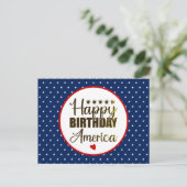 Happy Birthday America, Patriotic Red White & Blue Postkarte (Stehend Vorderseite)