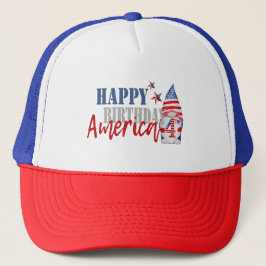 Happy Birthday America Patriotic USA American Flag Truckerkappe