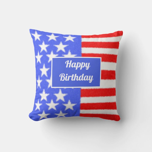 Happy Birthday America Personalize Kissen (Vorderseite)