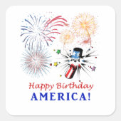 Happy Birthday America Quadratischer Aufkleber (Vorderseite)