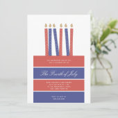 Happy Birthday America Red Blue 4. Juli Party Einladung (Stehend Vorderseite)