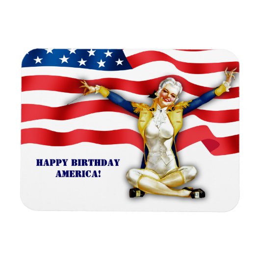 Happy Birthday, America. Retro Pin-up Magnet (Horizontal)