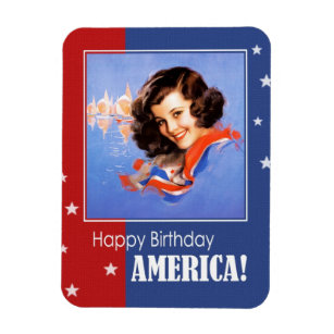 Happy Birthday, America. Retro Pin-up Magnet
