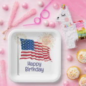 Happy Birthday American Flag Pappteller (Party)