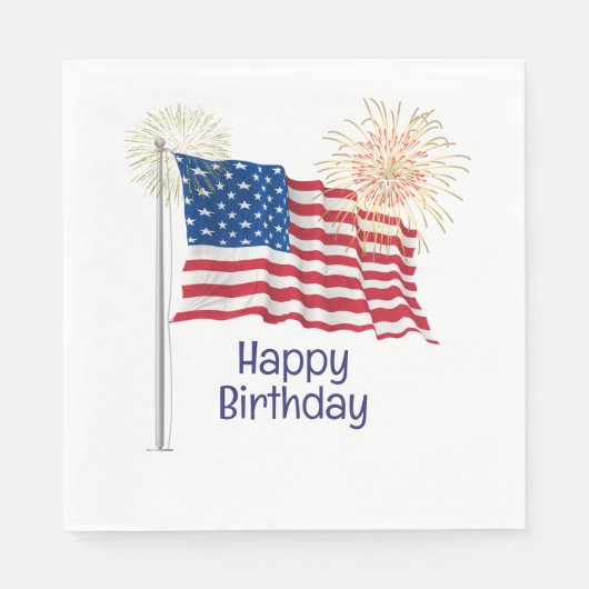 Happy Birthday American Flag Serviette (Vorderseite)