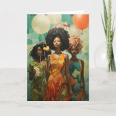 Happy Birthday American Women Balloons Karte (Vorderseite)