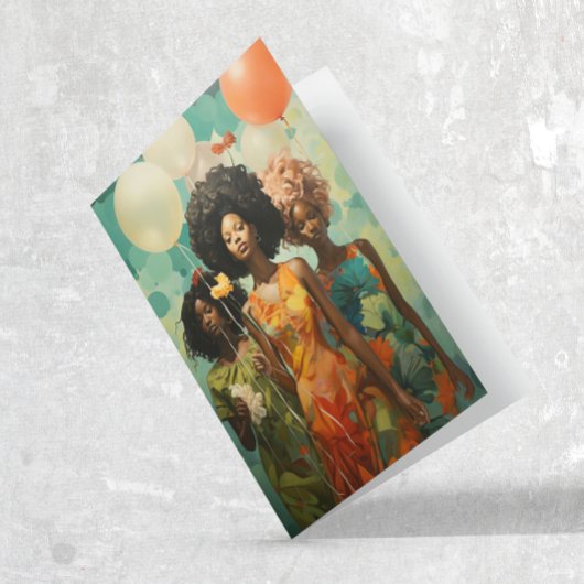 Happy Birthday American Women Balloons Karte