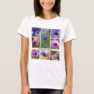 Happy Birthday Anemone Foto Collage T-Shirt