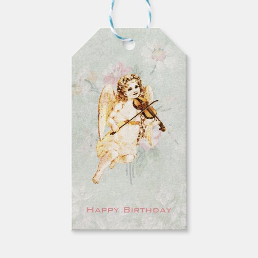 Happy Birthday Angel Violine spielen Geschenkanhänger (Vorderseite)