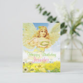 Happy Birthday Angel with Wreath Postkarte (Stehend Vorderseite)