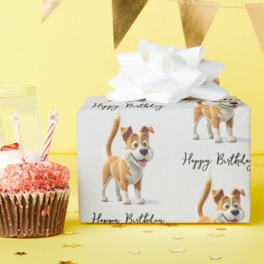 Happy Birthday aniated Dog Geschenkpapier (Geburtstagsparty)