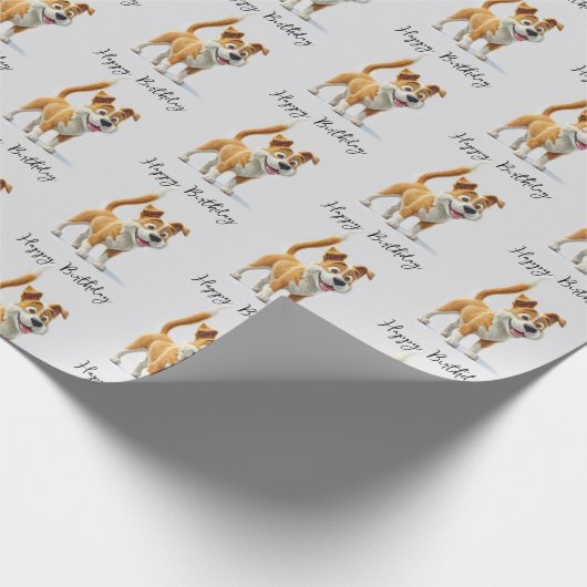 Happy Birthday aniated Dog Geschenkpapier (Ecke)