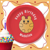 Happy Birthday Animal Cartoon Personalisiert Red Pappteller