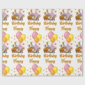 Happy Birthday Animal Collection Packaging Paper Geschenkpapier (Flach)