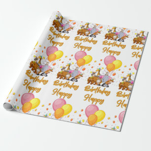 Happy Birthday Animal Collection Packaging Paper Geschenkpapier