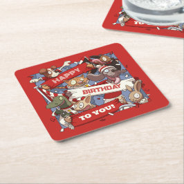 Happy Birthday Animal Sports Fans Wellenreiten Car Rechteckiger Pappuntersetzer