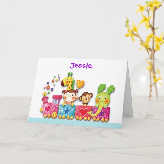 Happy Birthday Animal Train Young Child's Card Karte (Gelbe Blume)