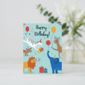 Happy Birthday Animals Postkarte (Stehend Vorderseite)